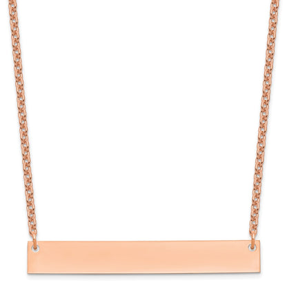 Rose Plated Sterling Silver/Rose Large Blank Bar Necklace