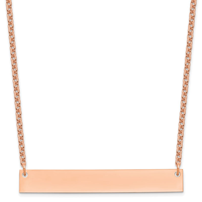 Rose Plated Sterling Silver/Rose Large Blank Bar Necklace