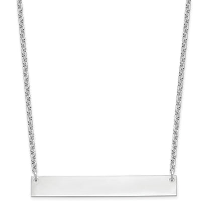Sterling Silver Silver/Rhodium Plated Large Blank Bar Necklace