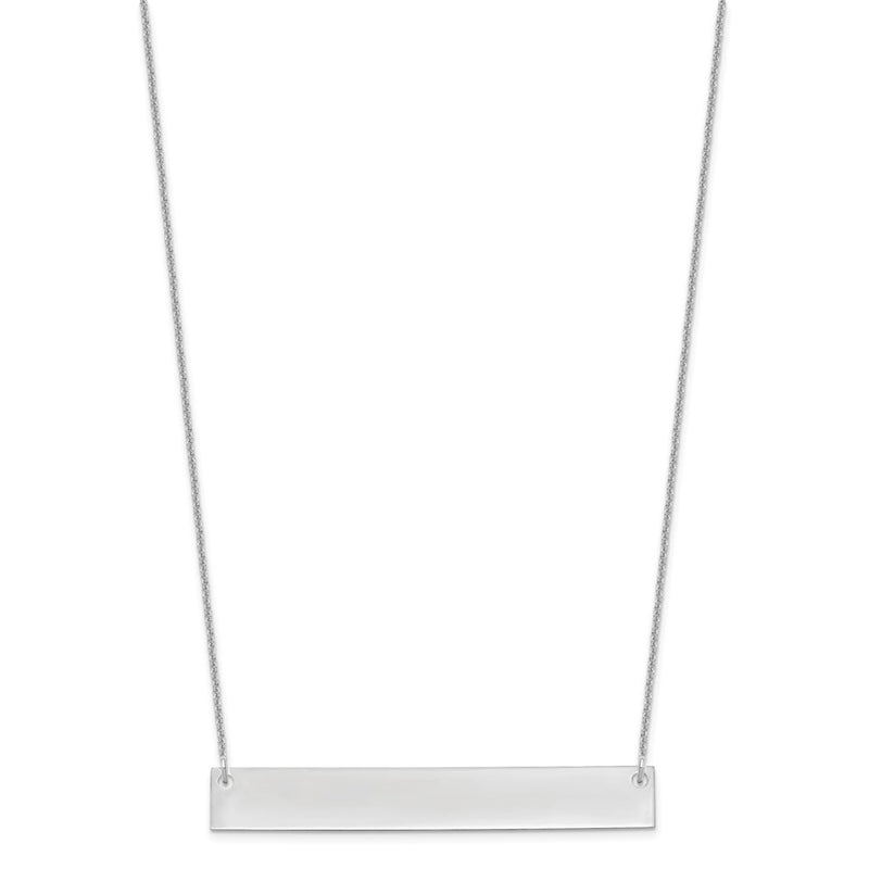 14K White Gold Large Blank Bar Necklace