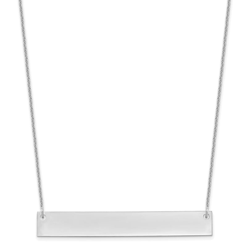 14K White Gold Large Blank Bar Necklace