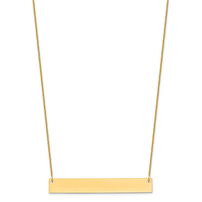 14K Yellow Gold Large Blank Bar Necklace