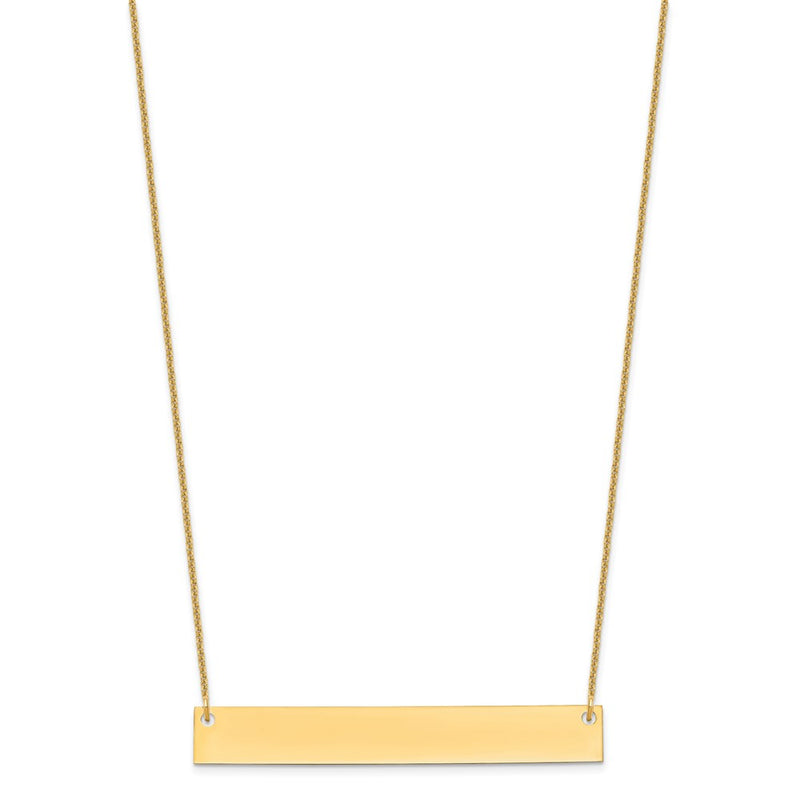 14K Yellow Gold Large Blank Bar Necklace