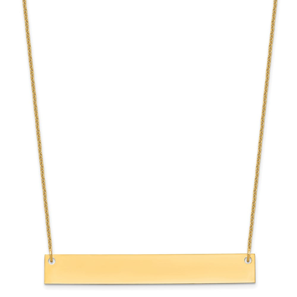 14K Yellow Gold Large Blank Bar Necklace