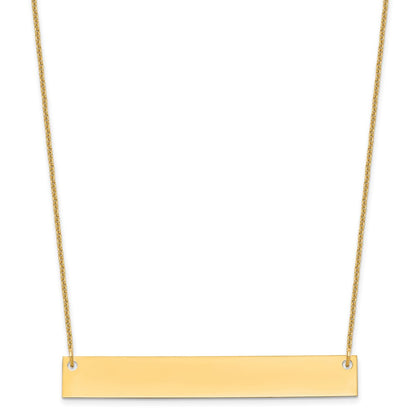 14K Yellow Gold Large Blank Bar Necklace