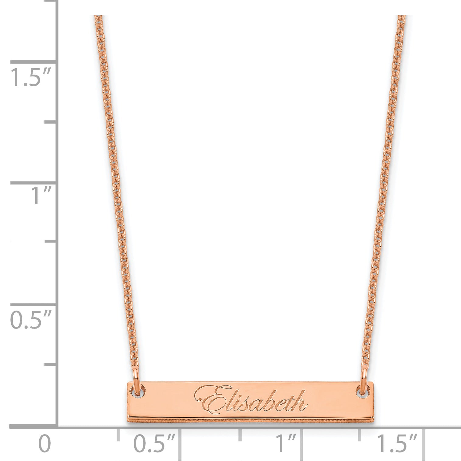 14K Rose Gold Small Edwardian Script Bar Necklace