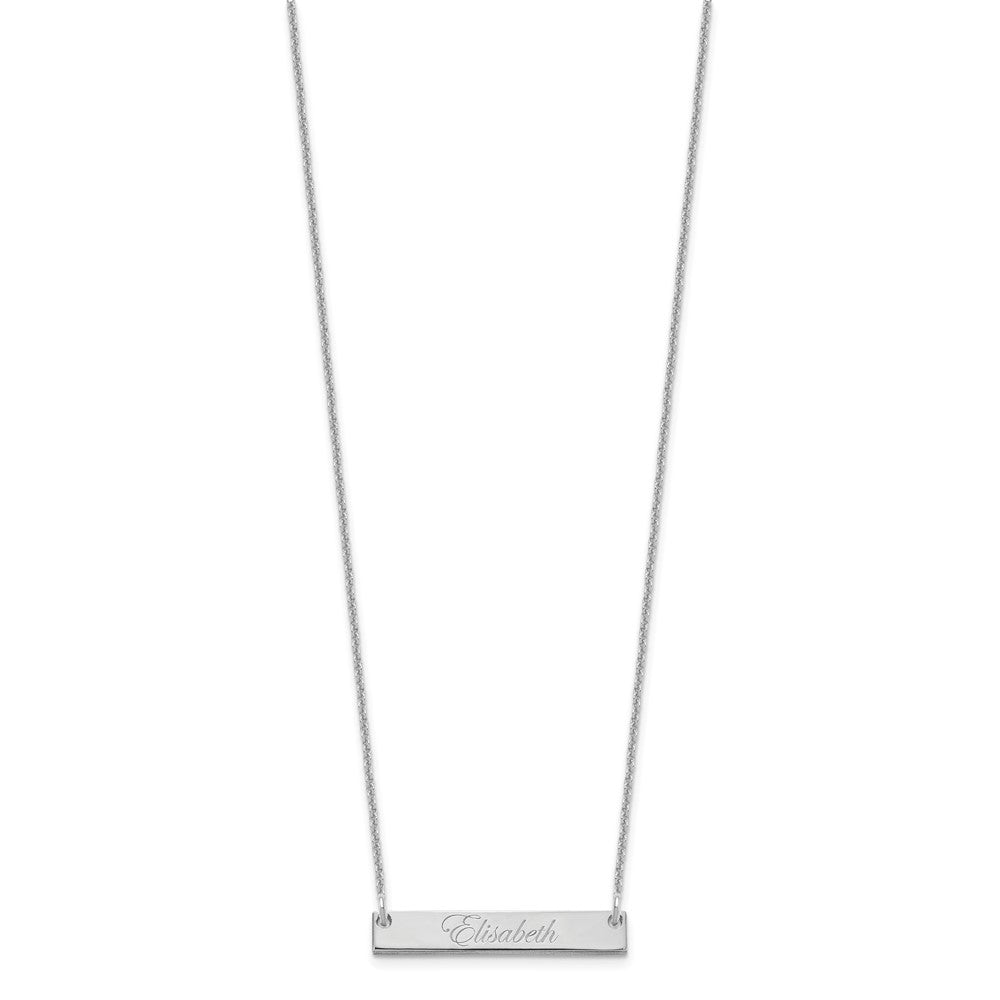 14K White Gold Small Edwardian Script Bar Necklace