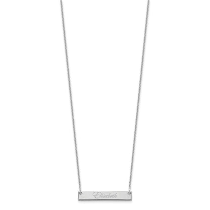 14K White Gold Small Edwardian Script Bar Necklace