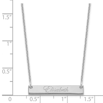 14K White Gold Small Edwardian Script Bar Necklace