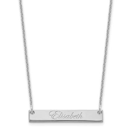 14K White Gold Small Edwardian Script Bar Necklace