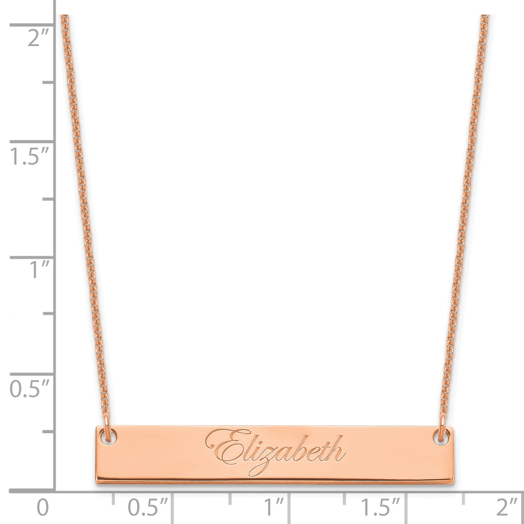 14K Rose Gold Medium Edwardian Script Bar Necklace