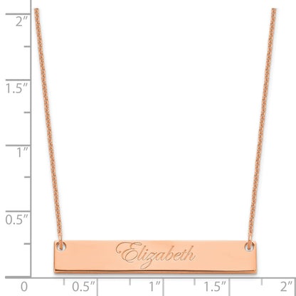 14K Rose Gold Medium Edwardian Script Bar Necklace