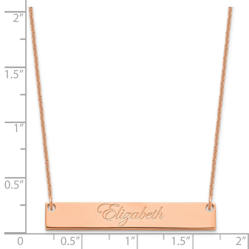14K Rose Gold Medium Edwardian Script Bar Necklace