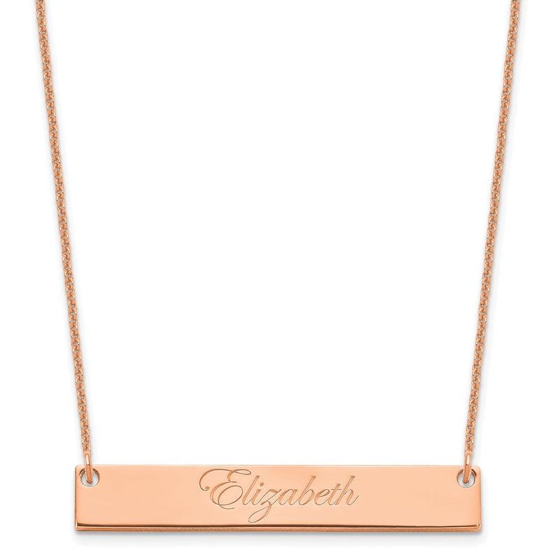 14K Rose Gold Medium Edwardian Script Bar Necklace