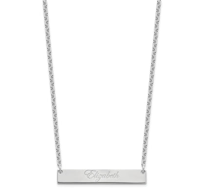 Sterling Silver Rhodium Plated Medium Edwardian Script Brar Necklace