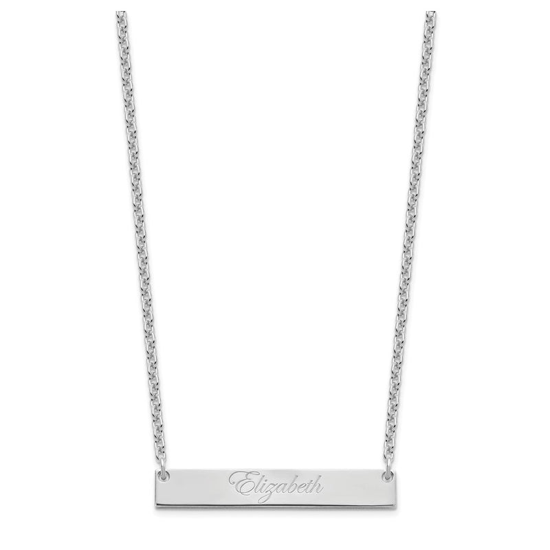 Sterling Silver Rhodium Plated Medium Edwardian Script Brar Necklace