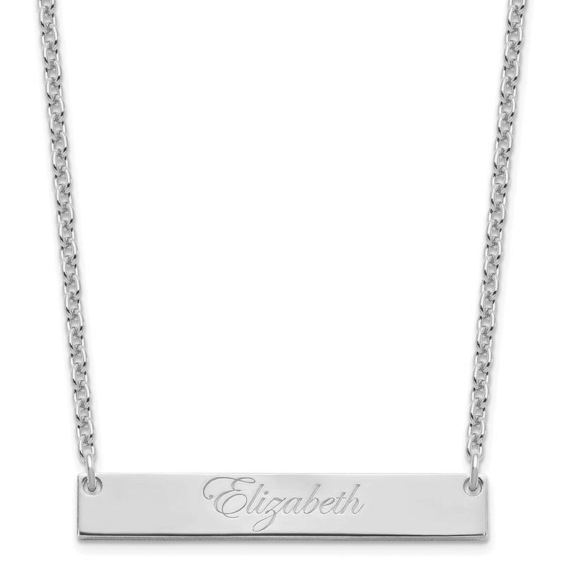 Sterling Silver Rhodium Plated Medium Edwardian Script Brar Necklace