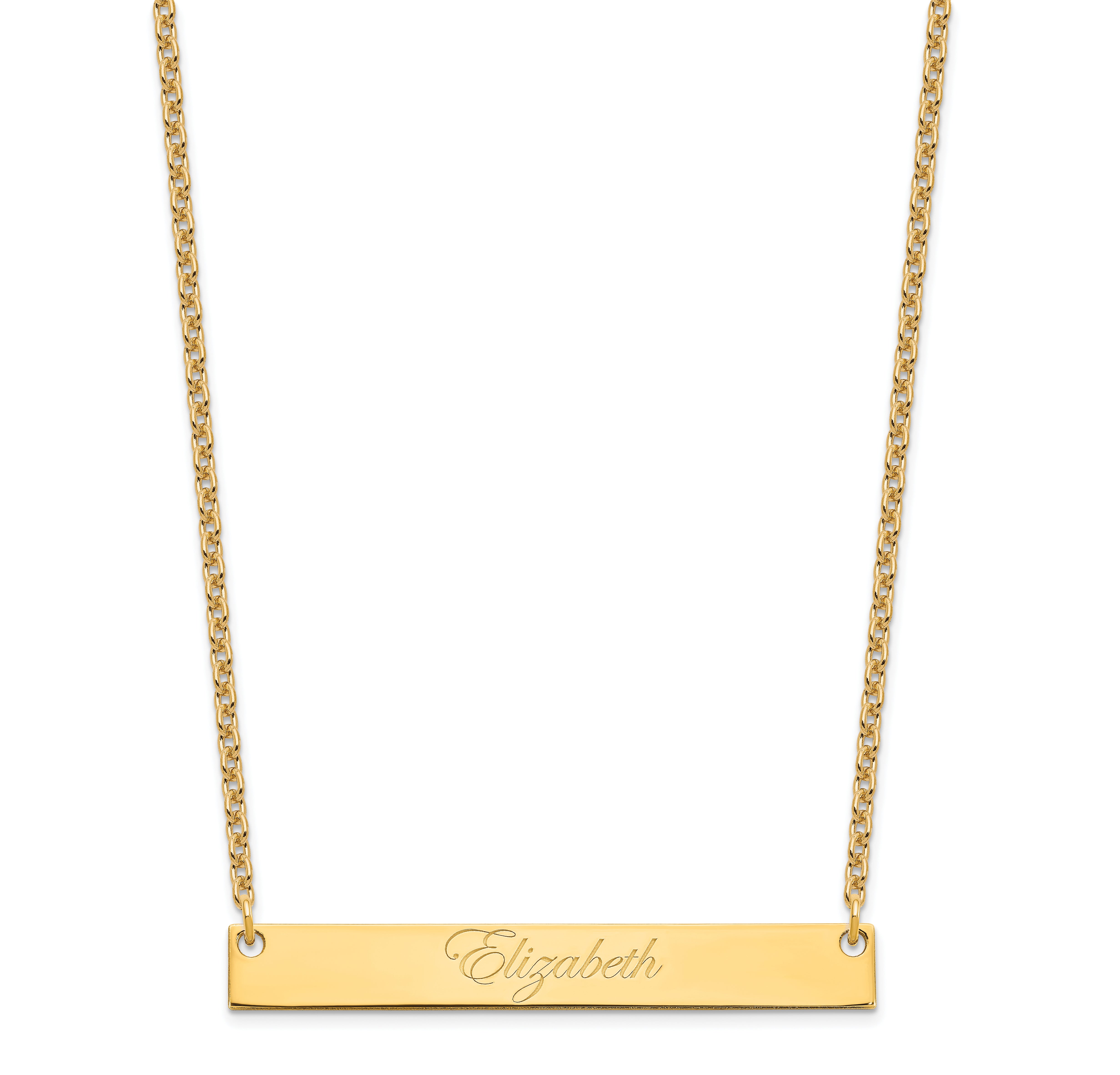 Gold Plated Sterling Silver/Gold Large Edwardian Script Bar Necklace