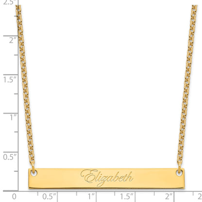 Gold Plated Sterling Silver/Gold Large Edwardian Script Bar Necklace