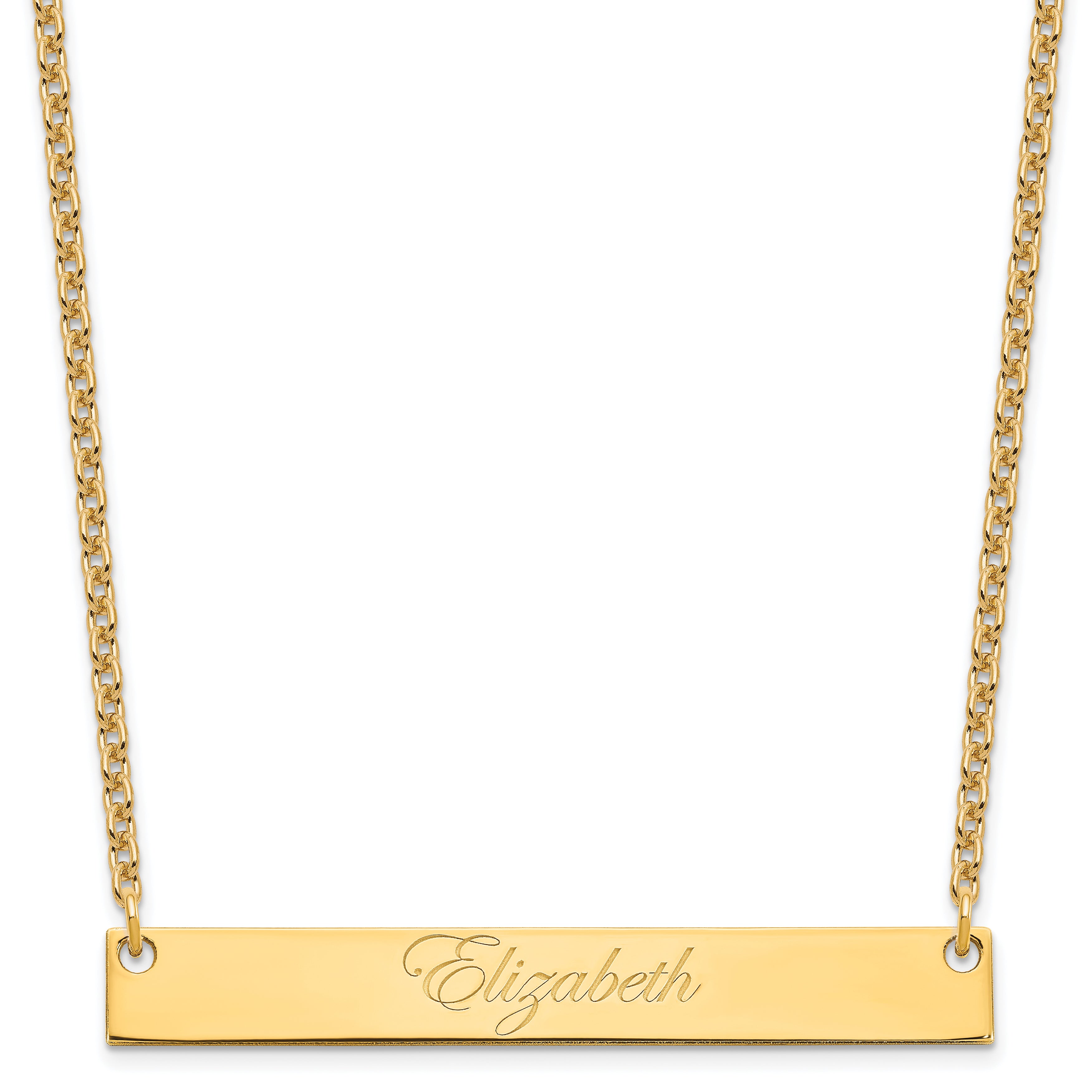 Gold Plated Sterling Silver/Gold Large Edwardian Script Bar Necklace