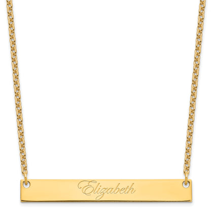 Gold Plated Sterling Silver/Gold Large Edwardian Script Bar Necklace