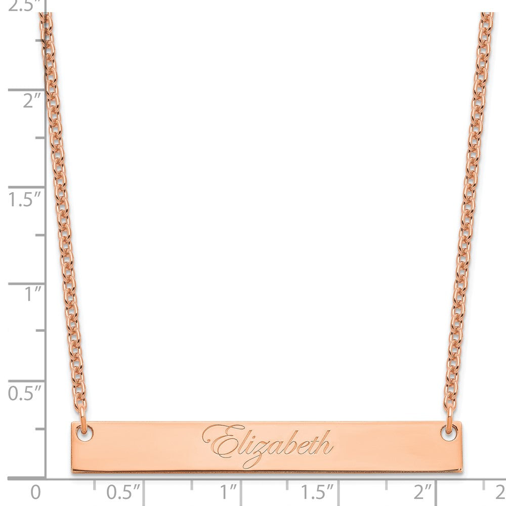 Rose Plated Sterling Silver/Rose Large Edwardian Script Bar Necklace