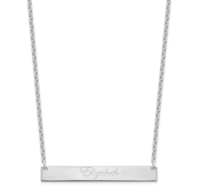 Sterling Silver Rhodium Plated Large Edwardian Script Bar Necklace