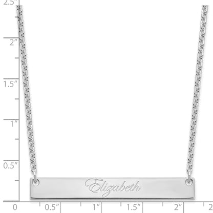 Sterling Silver Rhodium Plated Large Edwardian Script Bar Necklace
