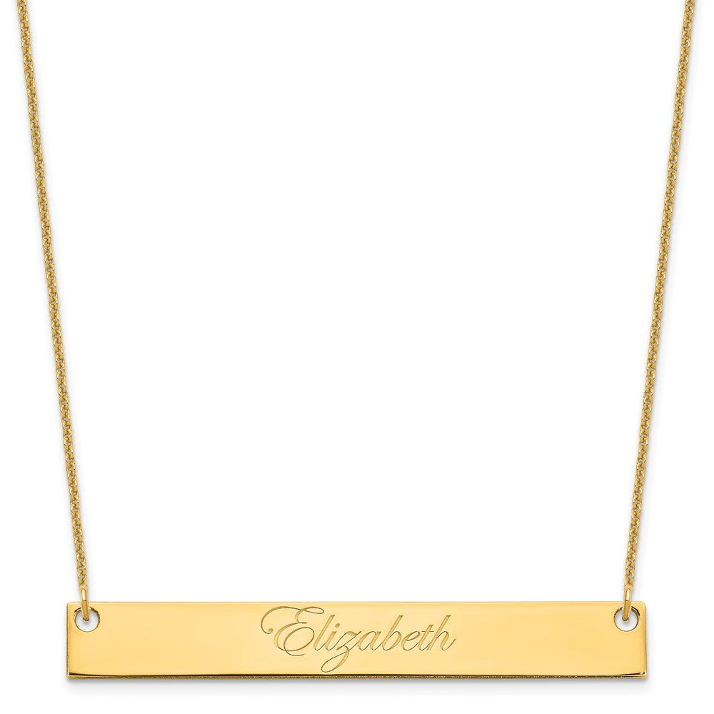 14K Yellow Gold Large Edwardian Script Bar Necklace