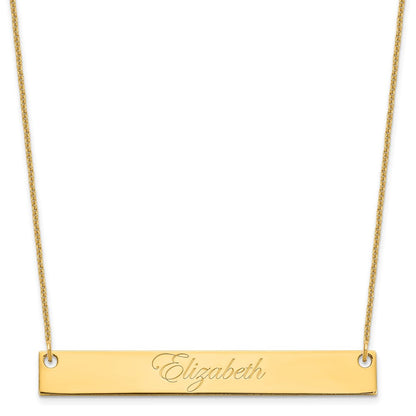 14K Yellow Gold Large Edwardian Script Bar Necklace