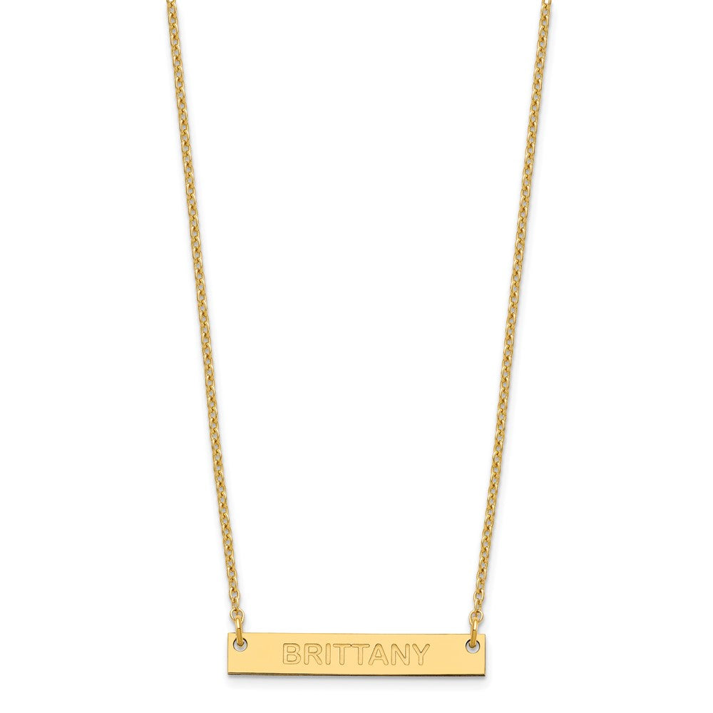 Gold Plated Small Capitalized Arial Rounded Bar Necklace