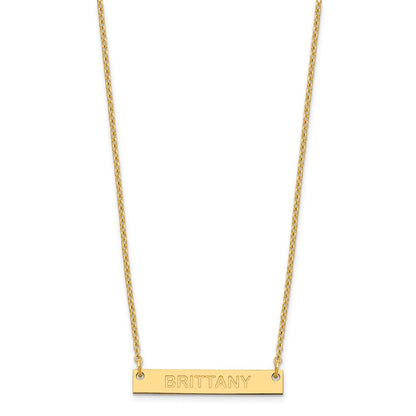 Gold Plated Small Capitalized Arial Rounded Bar Necklace