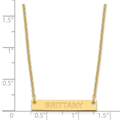 Gold Plated Small Capitalized Arial Rounded Bar Necklace