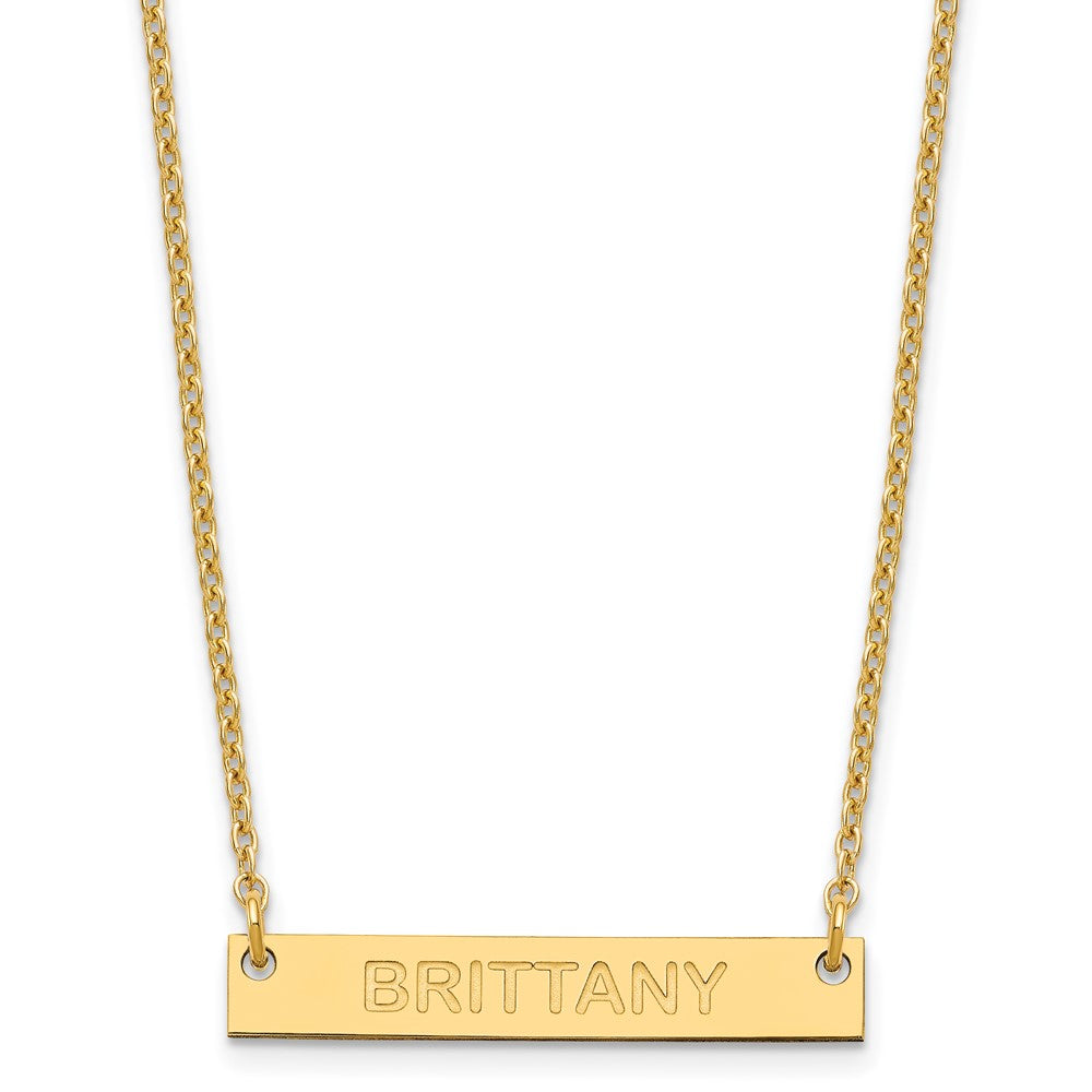 Gold Plated Small Capitalized Arial Rounded Bar Necklace