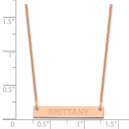 14K Rose Gold Small Capitalized Arial Rounded Bar Necklace