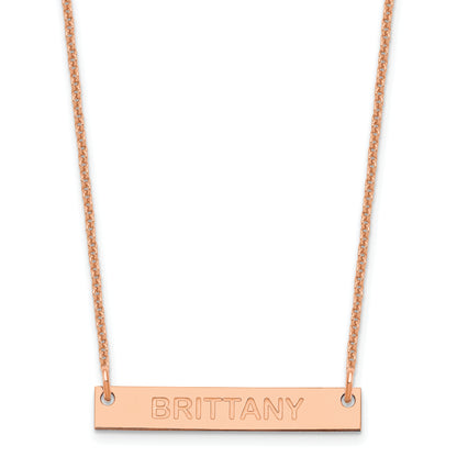 14K Rose Gold Small Capitalized Arial Rounded Bar Necklace
