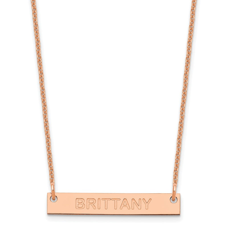 14K Rose Gold Small Capitalized Arial Rounded Bar Necklace