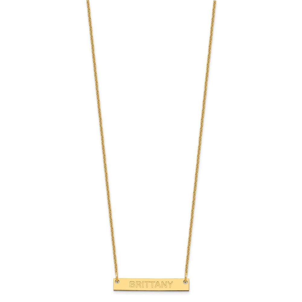 14K Yellow Gold Small Capitalized Arial Rounded Bar Necklace
