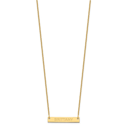 14K Yellow Gold Small Capitalized Arial Rounded Bar Necklace