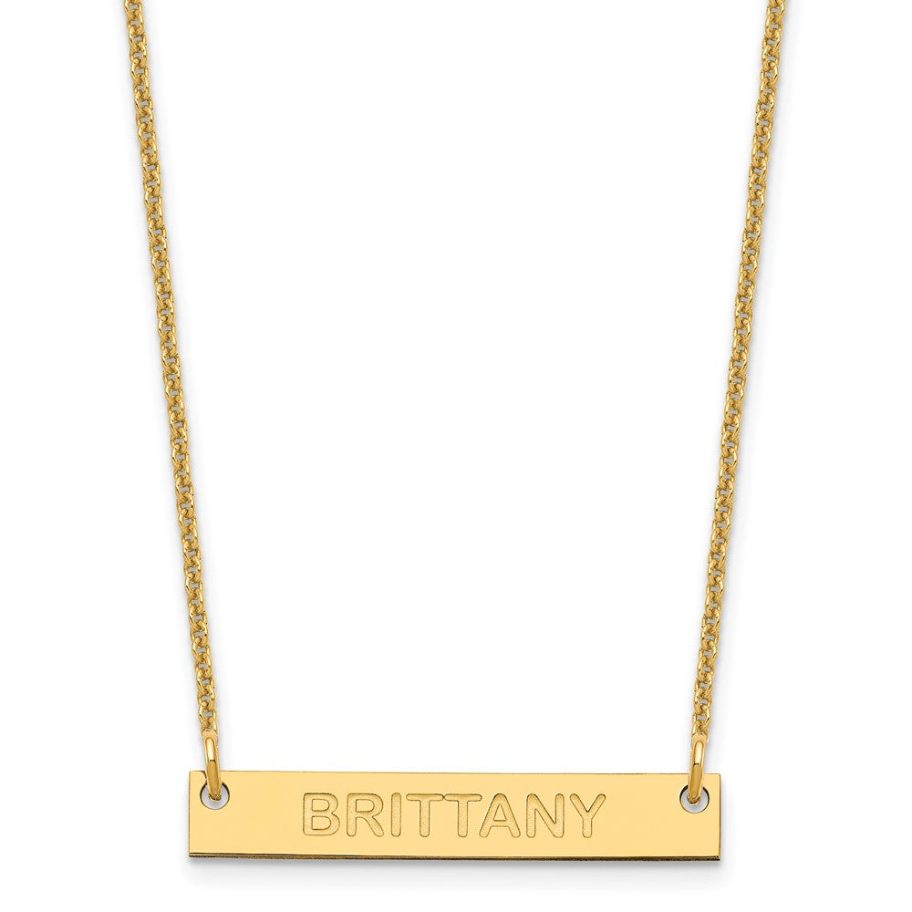 14K Yellow Gold Small Capitalized Arial Rounded Bar Necklace