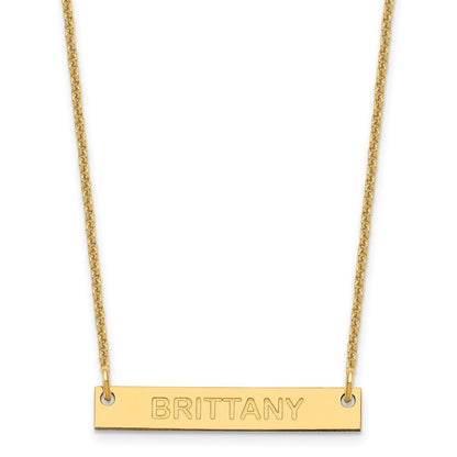14K Yellow Gold Small Capitalized Arial Rounded Bar Necklace