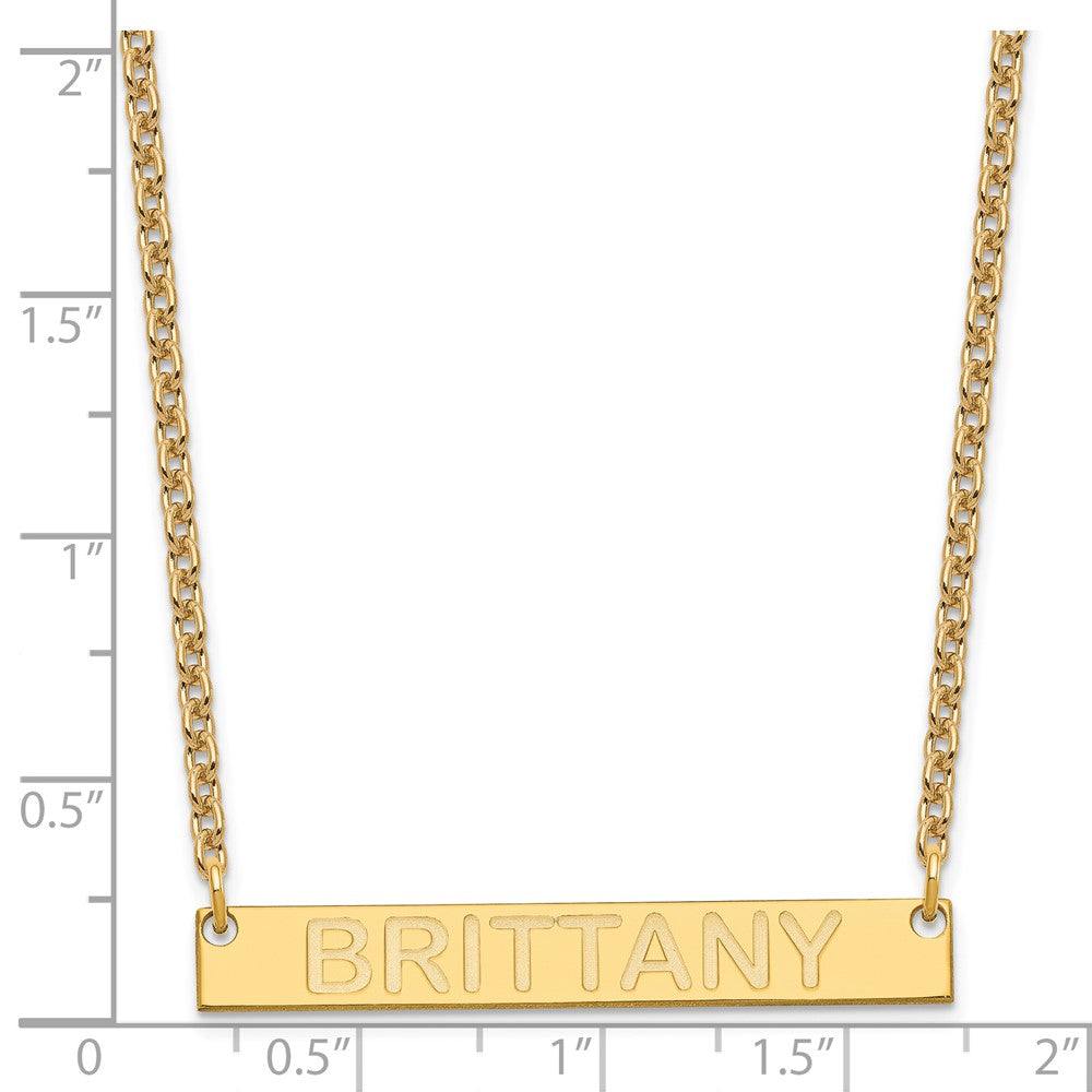 Gold Plated Medium Capitalized Arial Rounded Bar Necklace