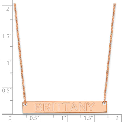 14K Rose Gold Medium Capitalized Arial Rounded Bar Necklace