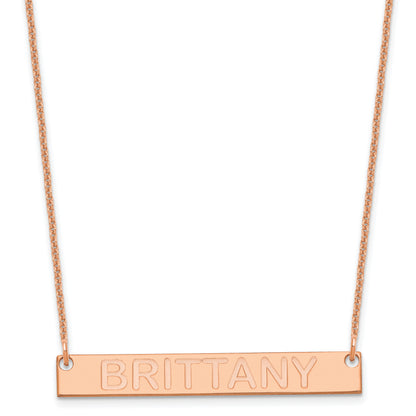 14K Rose Gold Medium Capitalized Arial Rounded Bar Necklace