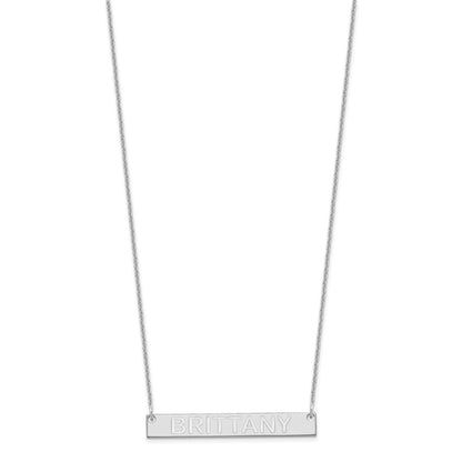 14K White Gold Medium Capitalized Arial Rounded Bar Necklace