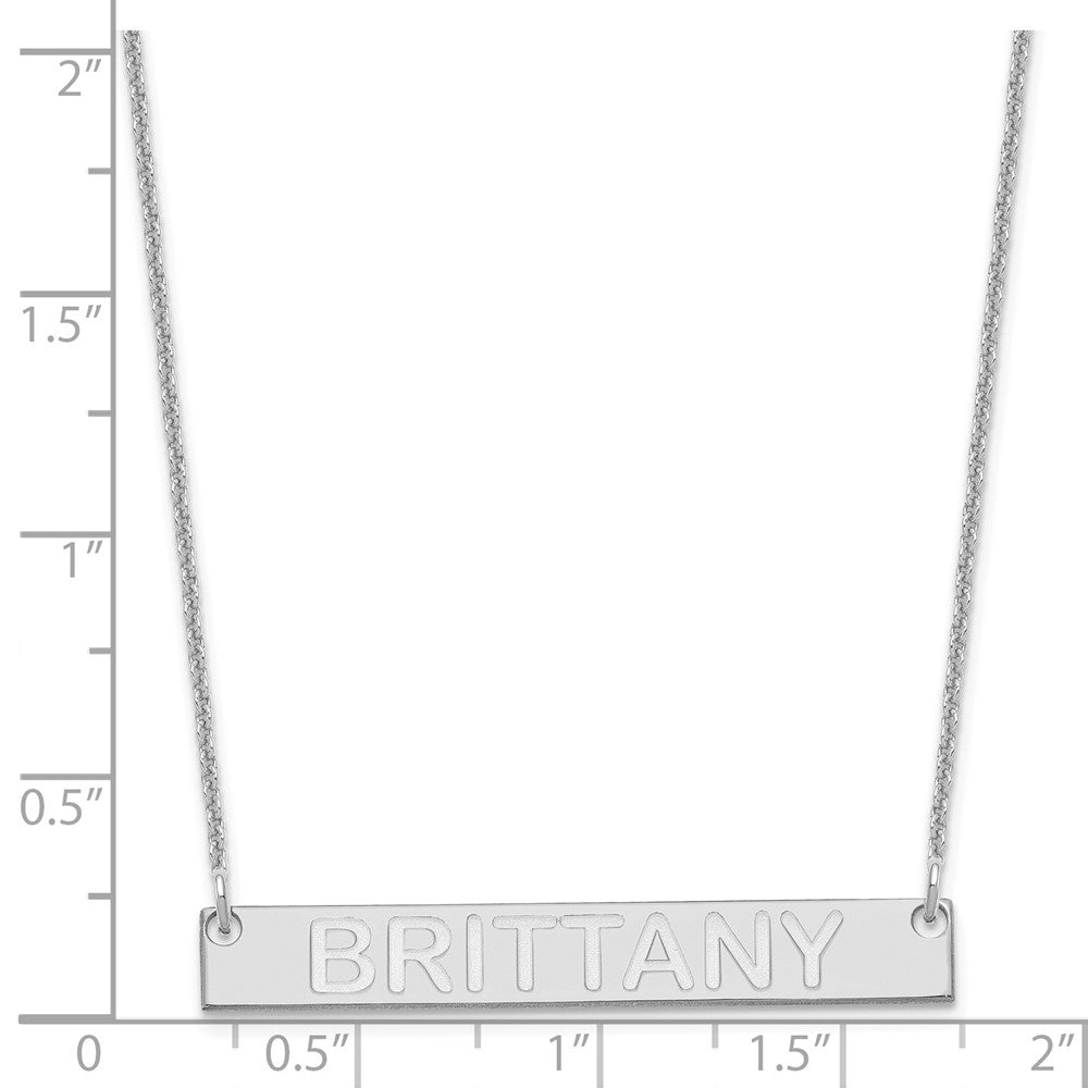 14K White Gold Medium Capitalized Arial Rounded Bar Necklace