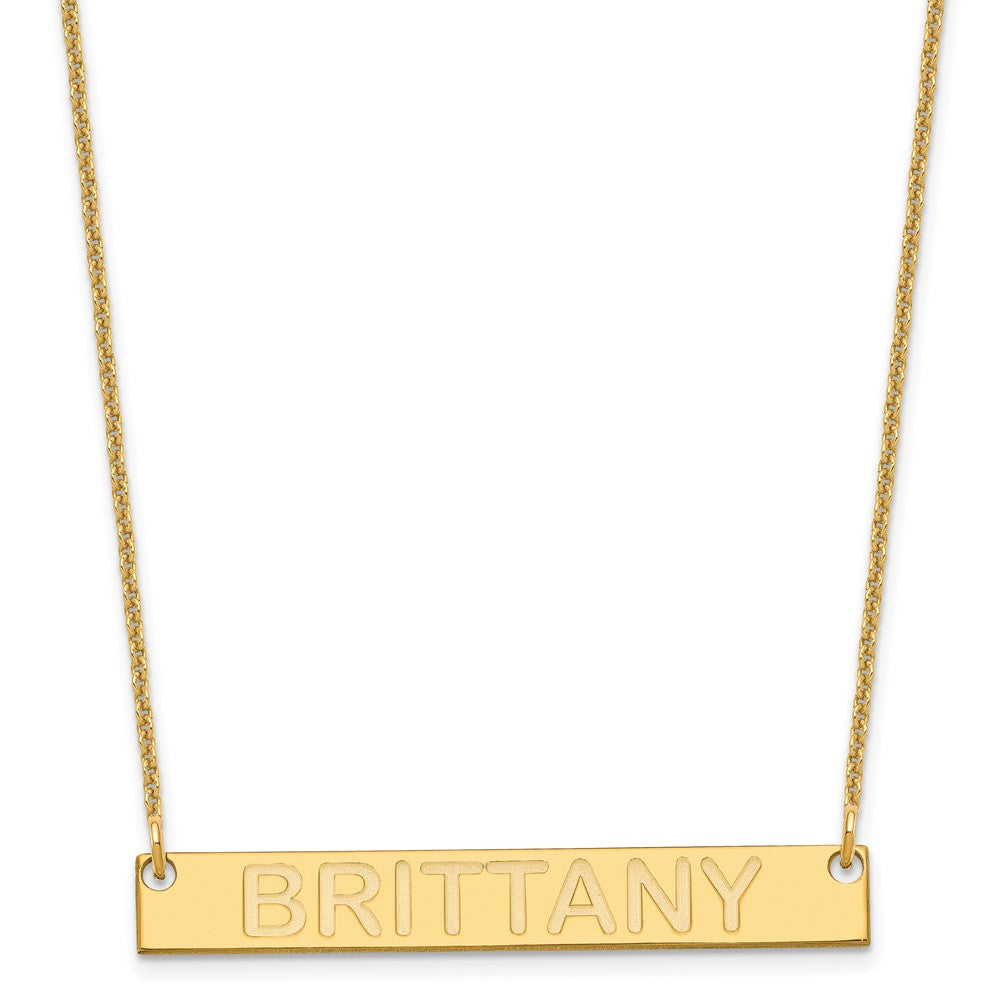 14K Yellow Gold Medium Capitalized Arial Rounded Bar Necklace