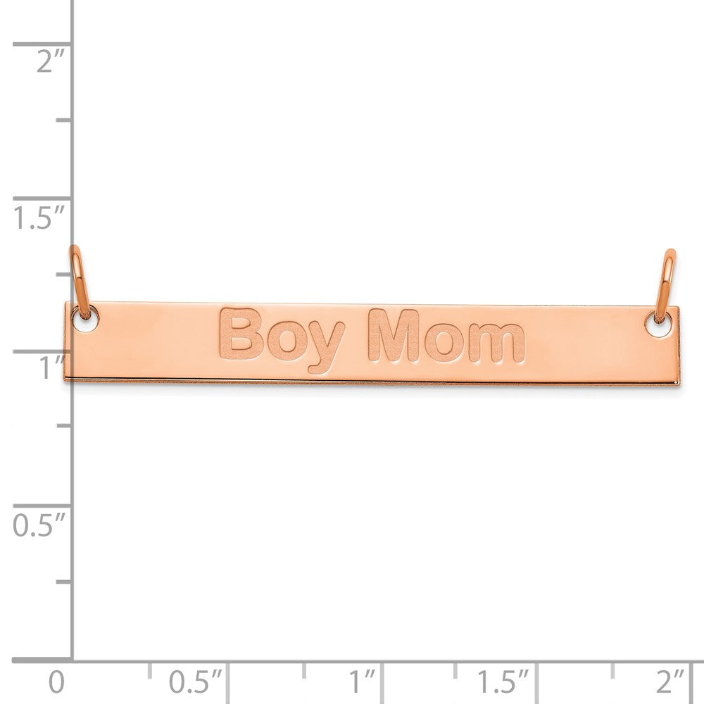 Rose Plated Large Capitalized Arial Rounded Bar Necklace