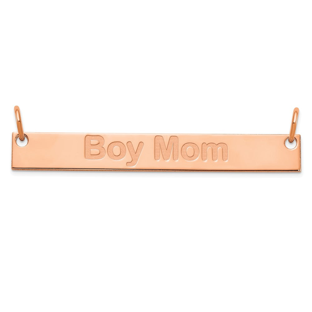 Rose Plated Large Capitalized Arial Rounded Bar Necklace