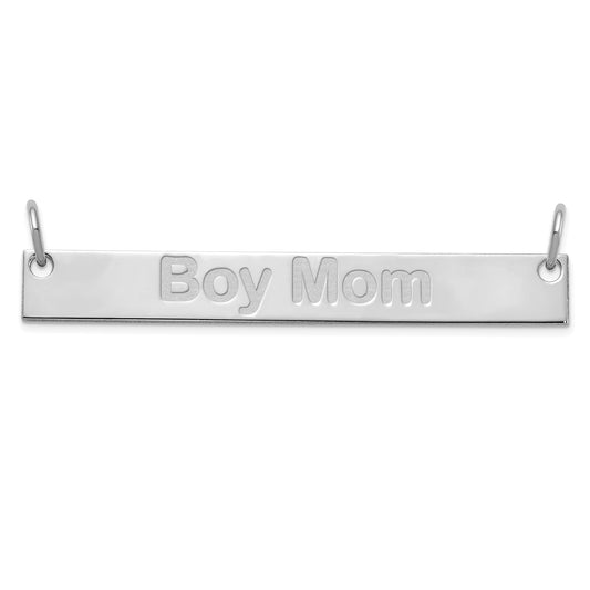 Sterling Silver Rhod Plated Large Capitalized Arial Rounded Bar Necklace